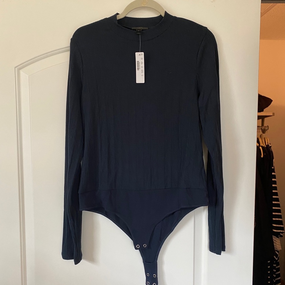 JCrew Navy Blue Rinbed Mockneck Bodysuit